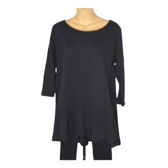 Mod-o-doc Black 3/4 Sleeve Romantic Tunic Size Medium - Picture 1 of 7